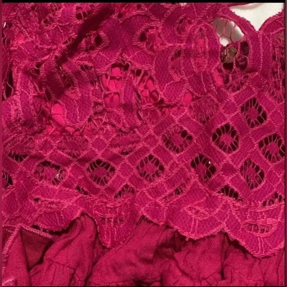 Women’s Free People Adella Floral Lace Criss Cross Back Cami, Pink, Medium NWT - Picture 4 of 9